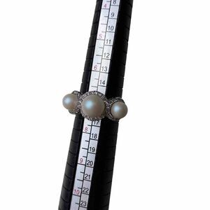 Unbranded 3 Count Moissanite and Faux Pearl Three Stone Ring Size 7